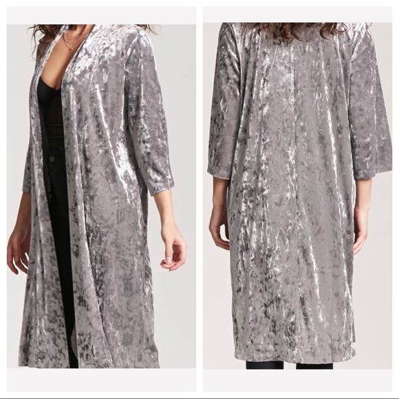 🖤SOLDOUT🖤🆕#Crushed #Velvet #Grey #Kimono NWT🖤 - Picture 4 of 7